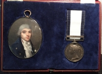 A RARE & ATTRACTIVE NAVAL GENERAL SERVICE MEDAL 
“MARTINIQUE” with COLOUR OIL, NAMED PORTRAIT MINIATURE. To. RICHARD HARWOOD, QUARTERMASTER’s MATE, H.M.S. WOLVERENE.