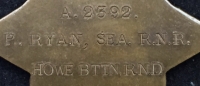 A RARE & DESIRABLE ROYAL NAVAL DIVISION (RNR) 
1914 Star & Bar Trio. To: A.2392. P. RYAN. SEA, R.N.R. 
HOWE BTN R.N.D. (A PRE-WAR SEAMAN (AB) on SS. LUSITANIA).
(Deserted in Liverpool)  