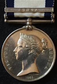 A VERY ATTRACTIVE NAVAL GENERAL SERVICE MEDAL
“SYRIA” To. WILLIAM MAUNDER. CARPENTERS CREW.
H.M.S. HYDRA.  In SUPERB GOOD EF CONDITION 