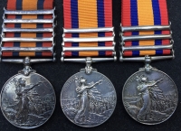 THREE PLEASING, SCARCE & HIGH GRADE “COLONIAL” 
QUEEN’S SOUTH AFRICA MEDALS. “THORNEYCROFT’S MOUNTED INFANTRY & KITCHENER’S FIGHTING SCOUTS. 
