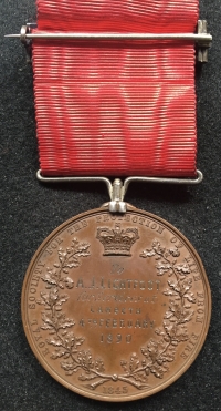 A RARE “ROYAL SOCIETY for THE PROTECTION of LIFE FROM FIRE” (Bronze Medal) Type 3 of 1843. To: A.J. LIGHTFOOT, for services at LAMBETH. 4th FEBRUARY 1890.