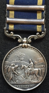 A SCARCE “TWO CLASP” PUNJAB MEDAL. [MOOLTAN]-[GOOJERAT] To: Corporal J. LOGAN, 1st Bn 60th ROYAL RIFLES.