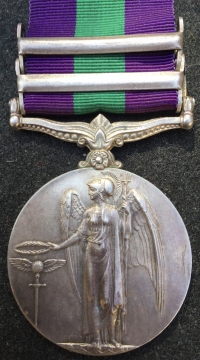 A SCARCE “TWO CLASP” (GVR)  GENERAL SERVICE MEDAL “N.W.PERSIA” & “IRAQ” To:  4736839. Pte A.E. GRAHAM. YORKSHIRE & LANCASHIRE  REG.