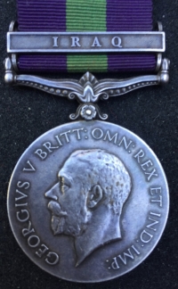 A SCARCE  (GVR)  GENERAL SERVICE MEDAL “IRAQ”
To:  88856 (& 4257256) Pte H. HALL. NORTHUMBERLAND FUSILIERS.
