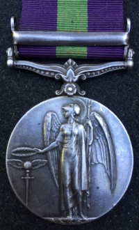 A SCARCE  (GVR)  GENERAL SERVICE MEDAL “IRAQ”
To:  88856 (& 4257256) Pte H. HALL. NORTHUMBERLAND FUSILIERS.