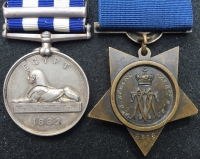 A VERY APPEALING EGYPT MEDAL (1882) “TEL-EL-KEBIR” & KHEDIVE’S STAR (1882) PAIR  
To: 5308. DVR: G. HOWARD. C/3 Bde . R.A. (A man with a shockingly poor 5 year record of bad behaviour.)