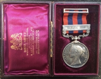 AN EXCELLENT & EXCEPTIONALLY NICE INDIAN GENERAL SERVICE MEDAL (1854) “HAZARA 1888” To: 1371 Sgt H. MITCHELL. 2nd Bn ROYAL SUSSEX REGt. (MINT STATE IN ORIGINAL CASE)