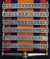 A SUPERB “SENIOR CAVALRY” 6 CLASP Q.S.A. & LSGC “RELIEF OF KIMBERLEY-PAARDEBERG-DRIEFONTEIN-JOHANNESBURG-DIAMOND HILL-WITTERBERGEN”. Tpr W GILL. 2/LIFE GDS