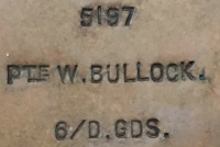 A SAD, EMOTIVE & EARLY ENTRANT “OLD CONTEMPTIBLE” 1914 Star & Bar (“CAVALRY CASUALTY”) Trio. D/5197 Pte W. Bullock, 6th Bn DRAGOON GDs. A MAN WHO HAD A TERRIBLE WAR. DIED AT HOME. 24th Sept 18