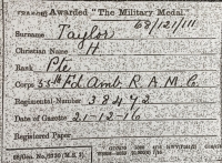 AN EXCELLENT “ROYAL ARMY MEDICAL CORPS”
“SOMME” MILITARY MEDAL & 1914-15 TRIO. 38472. L/CPL H. TAYLOR. 55 FIELD AMB’ R.A.M.C. (Seriously Wounded, Jaw & Neck 1917). Pre-War Tram Conductor, Westwood, Oldham.