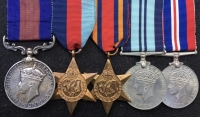 A RARE & HIGHLY UNUSUAL “INDIAN” DISTINGUISHED SERVICE MEDAL (A Genuine Unnamed Example) A Display Group of Five ,  1939-45 Star, Burma, India & War Medal .