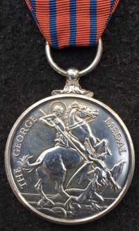 A Superb & Outstanding “Fire Brigade” GEORGE MEDAL (QEII) 1993, with Silver & Golden Jubilee Medals & Fire Brigade Exemplary Service Medal. To: Firefighter DAVID BURNS. West Midlands Fire Service.
