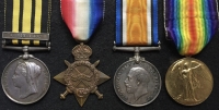 A Highly Unusual East and West Africa Medal (Benin 1897) & 1914-15 Trio.143237. Armourer Henry Hedgecock, Royal Navy, HMS THESEUS, H.M.S. ORAMA.Took part in the sinking of SMS DRESDEN in Chile on 14th March 1915.