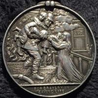 AN EXCEPTIONALLY WELL DOCUMENTED & EARLY  “LIVERPOOL SHIPWRECK & HUMANE SOCIETY’S FIRE MEDAL”. To: P.C. 158B. Fred W. Baxter, Rescued 3 Children From House On Fire in Lowndes St, L’Pool. 24th May 1896.