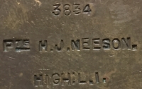 AN EMOTIVE “1st Day Battle of Loos” CASUALTY 1914-15 Trio & Plaque. 3834. Pte Horace J. Neeson. 10th Bn. HIGHLAND LIGHT INFANTRY. Killed in Action 25th September 1915.