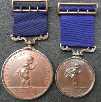 AN EXCEPTIONAL ROYAL HUMANE SOCIETY  “DOUBLE GALLANTRY”  LIFE SAVING PAIR of 1900 & 1905. To: CHARLES GILLETT.Master of Passenger Steamer “Premier” (Bristol). A veteran of over 15 life saving rescues.