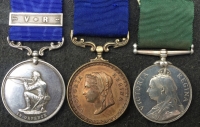 AN INTERESTING & UNUSUAL “4th WEST YORKS’ RIFLE VOLUNTEERS” (No.6 Brighouse Company) Volunteer Long Service & Shooting Defence Medals Trio. (1869- c,1890) 1106 Colour Sgt J. MARSHALL.