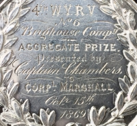 AN INTERESTING & UNUSUAL “4th WEST YORKS’ RIFLE VOLUNTEERS” (No.6 Brighouse Company) Volunteer Long Service & Shooting Defence Medals Trio. (1869- c,1890) 1106 Colour Sgt J. MARSHALL.