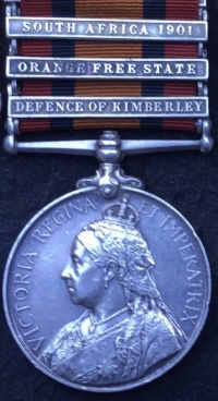 A VERY RARE British S.Africa Co.(VICTORIA COLUMN) QSA 
 (Defence of Kimberley)O.F.S. & S.A.1901,“Kimberley Town Guard” WW1 Pair (E.Africa Med’Services)Kimberley Star & QSA to “NURSING SISTER” Kimberley Star, Group of 7.