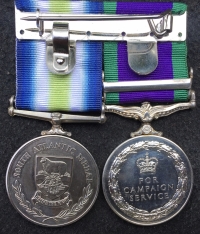 A SUPERB, RARE & HISTORIC  “SOUTH ATLANTIC” Falklands War Medal  (With Rosette) & Northern Ireland GSM. To: Cpl- D.S.M. NOBLE-THOMPSON. 2PARA (“C”  Pioneer Assault Coy)  & Later “Observer” Army Air Corps.