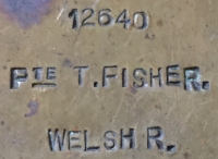 An Emotive 2nd BATTLE of YPRES. 1914-1915 “Casualty” Trio,
To: 12640. Pte Thomas Fisher, 1st Bn Welsh Regt.
KILLED IN ACTION, 3rd MAY 1915. Body lost without trace, Thomas is commemorated on the Menin Gate at Ypres.