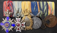 A Superb Romanian Officer’s Baltic War & Great War, Order of The Star  &Order of The Crown,  Group of Six. Mounted as worn on original bar and ribbons.