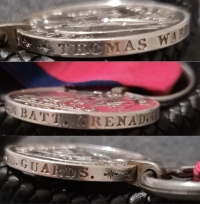 A SUPERB & ULTRA HIGH GRADE  “WATERLOO MEDAL” 
Pte THOMAS WARD, 3rd Bn GRENADIER GUARDS. Three Wounds in the Head, Knee & Leg at Waterloo. Born 1785 Newland,Coldford, Gloucester.