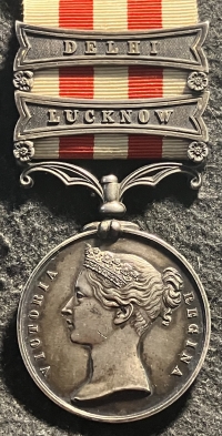 A CLASSIC INDIAN MUTINY “LUCKNOW CASUALTY” MEDAL (DELHI)-(LUCKNOW) To: PETER LYNCH, 1st EUROPEAN BENGAL FUS’. (DIED OF WOUNDS 24th Aug 1857) Liverpool Man. With relation’s Liverpool Rgt WW1 pair.