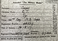 Fine “BATTLE OF ARRAS” MILITARY MEDAL. A Later Casualty KILLED IN ACTION at “BATTLE OF MENIN ROAD” (3rd Battle of Ypres) 21.9.17 46559. Sgt C.T. COOPER. 122 Coy, M.G.C. A Native of Ilkeston, Derbyshire. Age 23.