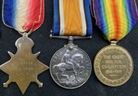 An Unusual Boer War, Great War, QSA & 1914-15 Trio. To: 6795. Pte A. DE BANK. 2: R: BERKS. REGt, Later SE.11434, Pte,A, DEBANK. A.V.C. (Army Vets’ Corps).Wounded WW1. With father’s “Hearts of Oak Society” Large Silver Medal.